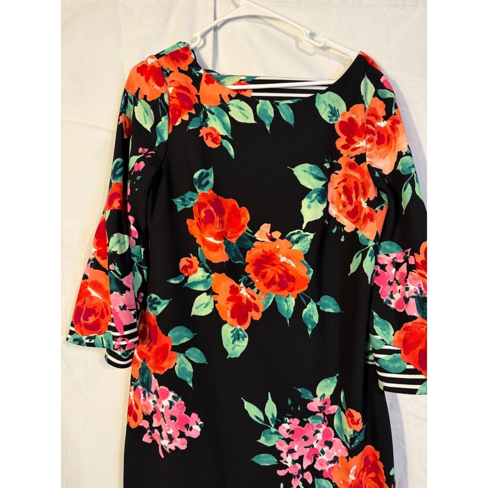 New Floral Black Garden Party Dress Cottagecore Women's 12 Large Boho Jessica H - Picture 2 of 5